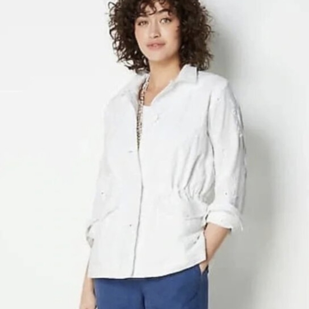 J. Jill Emboidered Eyelet Jacket Small